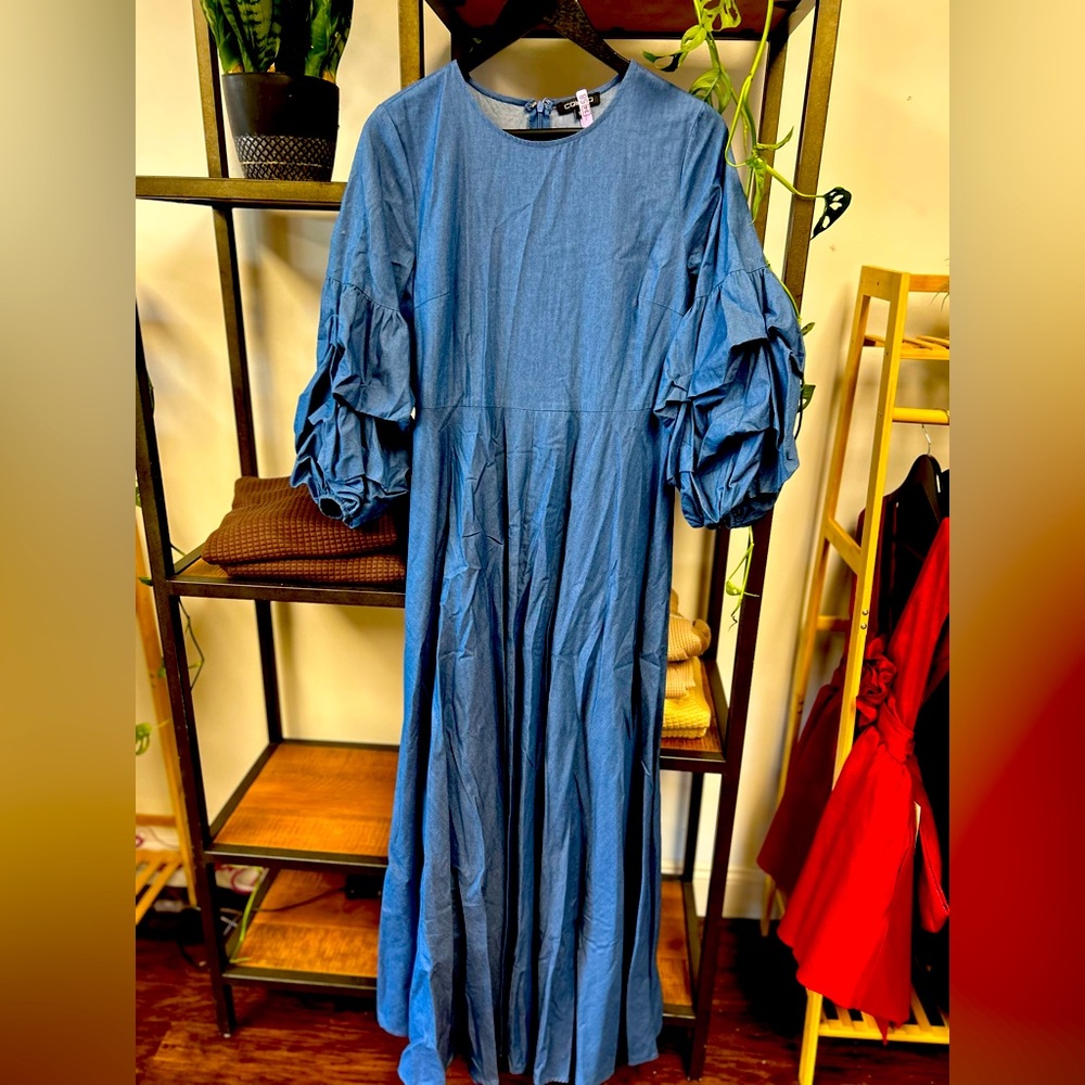 Full length chambre maxi dress